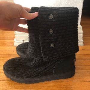 UGG knit boots. Black